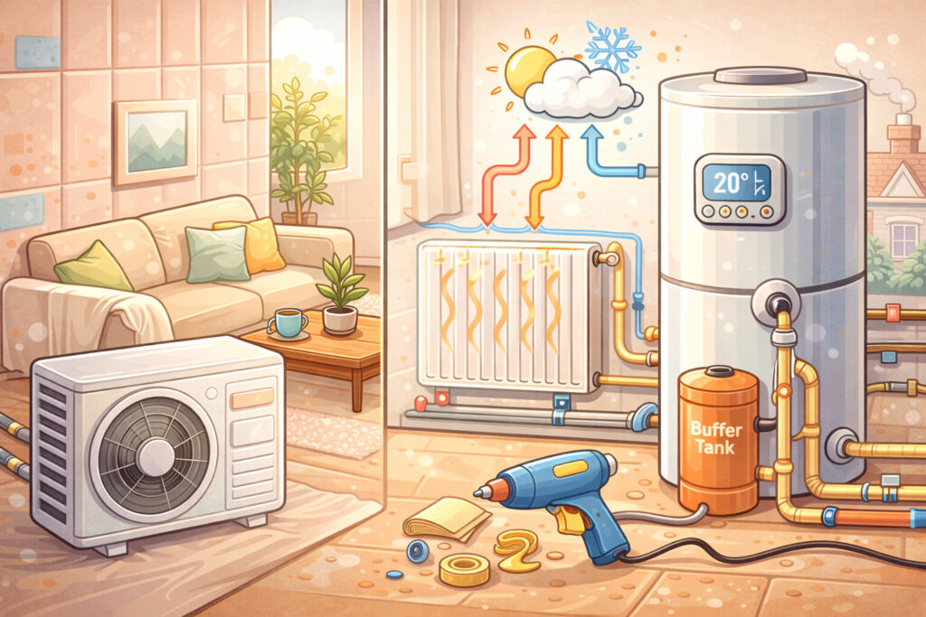warmtepomp zonder vloerverwarming, warmtepomp