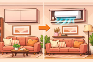 airco woonkamer wegwerken, airco
